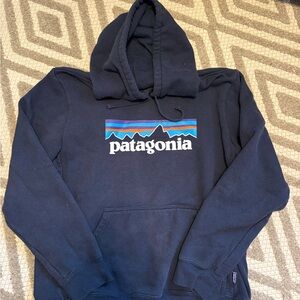 Patagonia Men's Dark Blue Hoodie with Logo